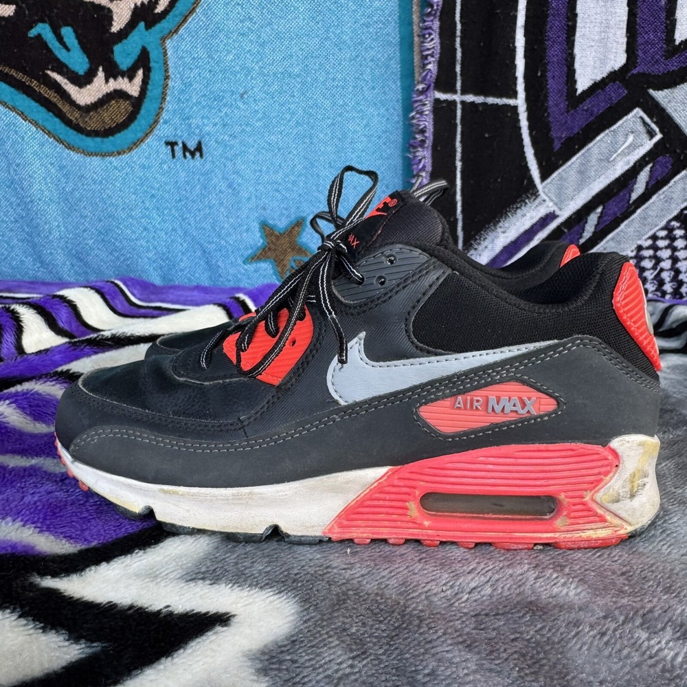 Size 4.5y -‎ Nike Air Max 90 (GS) Infrared gray Black 2013 (307793-080)